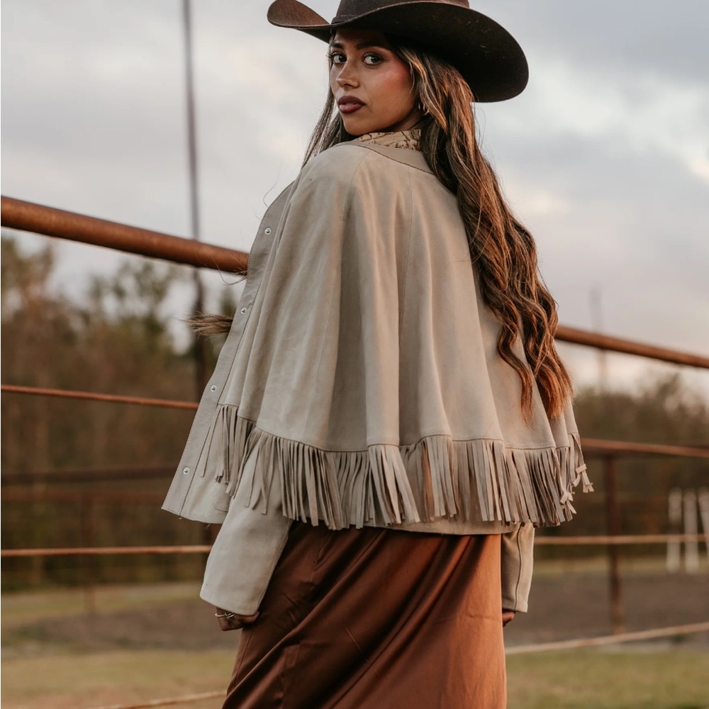 Fringed Tan Leather Jacket